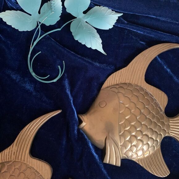 Vintage brass fish set made in India - Picture 2 of 11